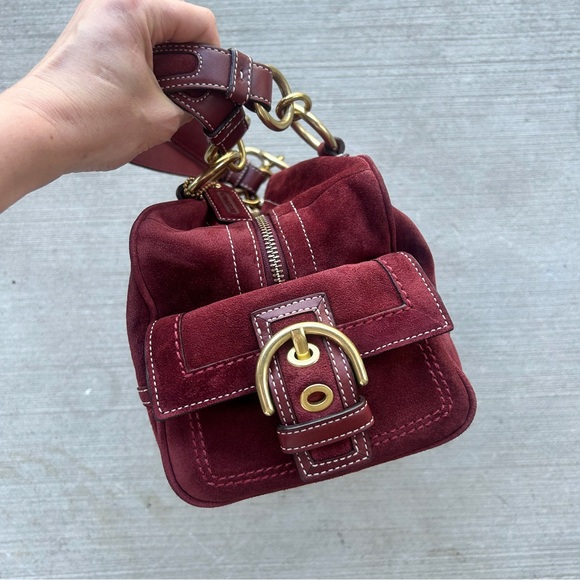 Vintage Coach Burgundy Suede Handbag - Picture 2 of 11